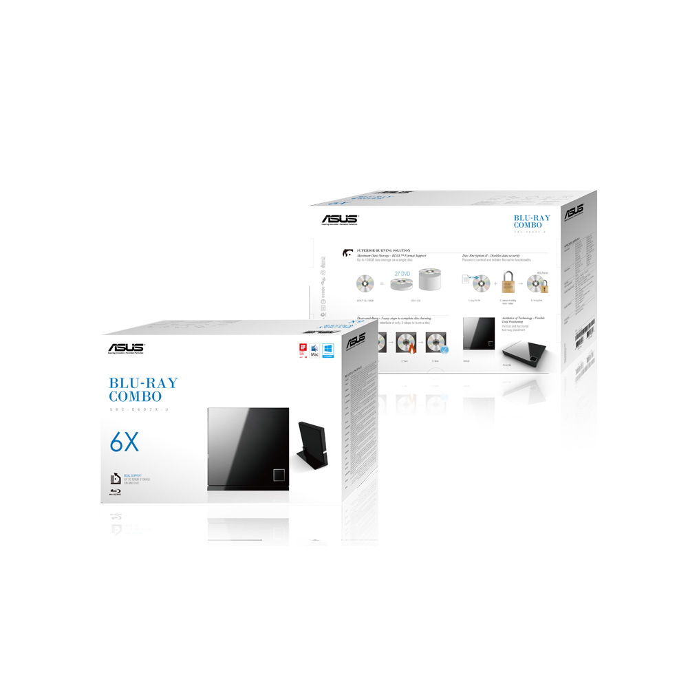 ASUS SBC-06D2X-U - Laufwerk - DVDRW (R DL) / DVD-RAM / BD-ROM