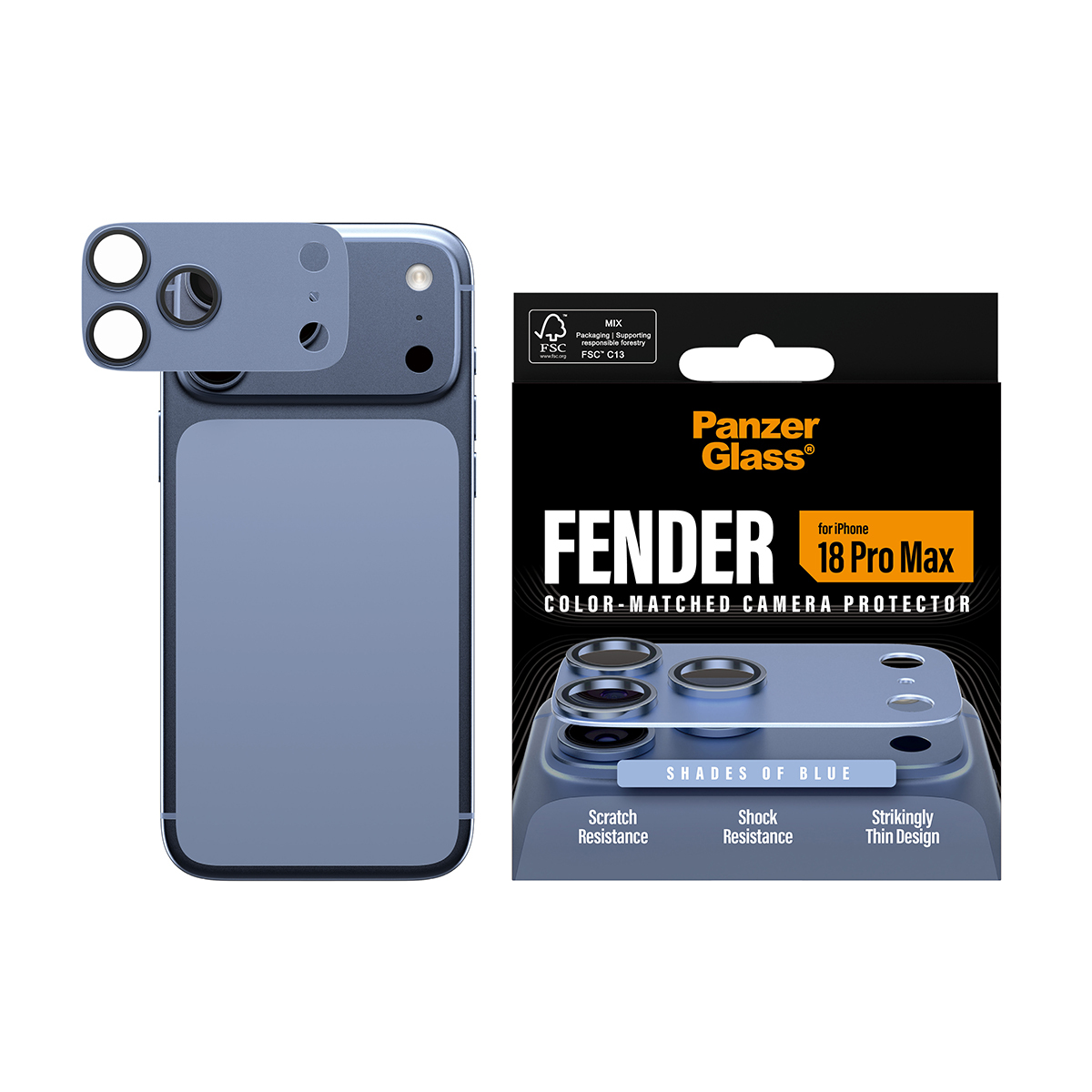 PanzerGlass Fender iP 18 Pro Max Shades of Blue Kameraschutz