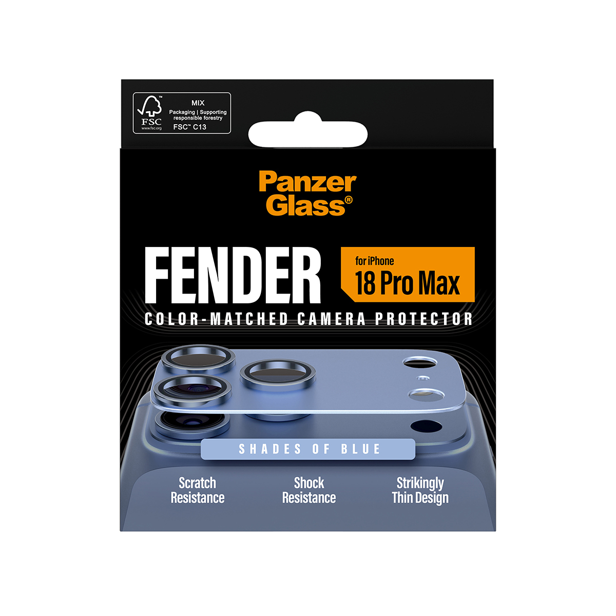 PanzerGlass Fender iP 18 Pro Max Shades of Blue Kameraschutz