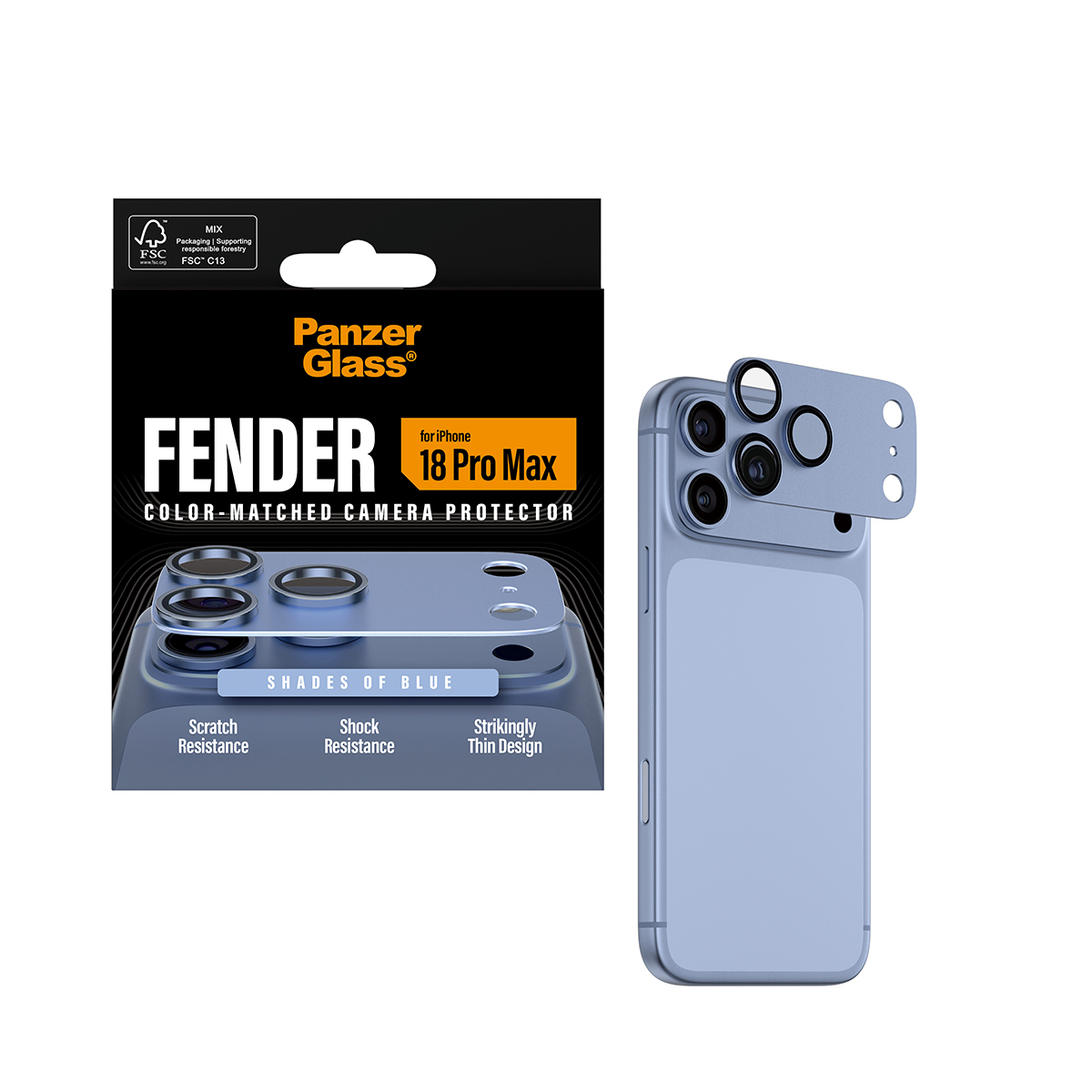 PanzerGlass Fender iP 18 Pro Max Shades of Blue Kameraschutz