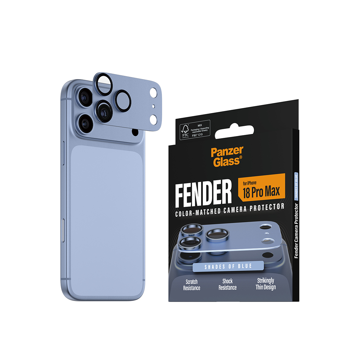 PanzerGlass Fender iP 18 Pro Max Shades of Blue Kameraschutz