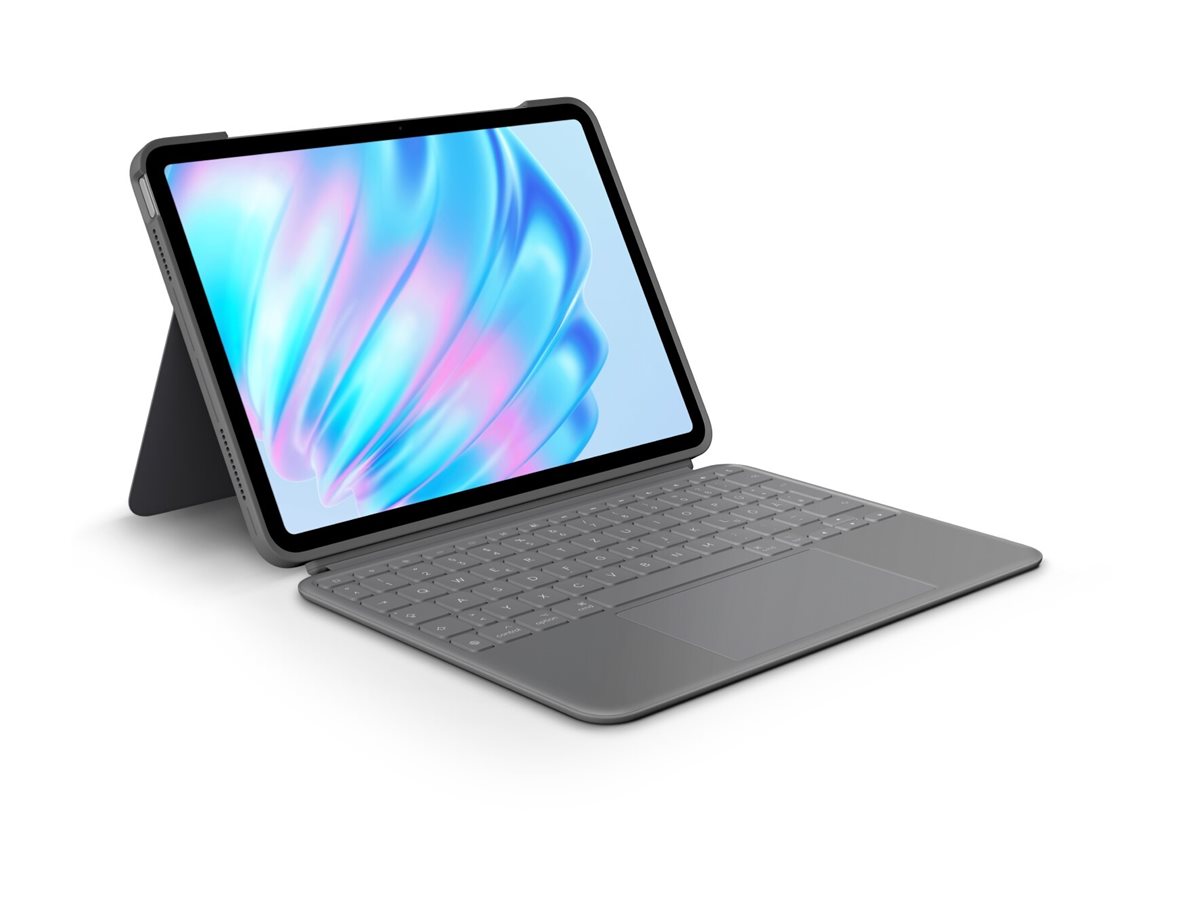 Logitech Combo Touch - Tastatur und Foliohlle - mit Trackpad - hintergrundbeleuchtet - Apple Smart connector - AZERTY - Franzsisch - Oxford Gray - fr Apple 11-inch iPad Air (M2)