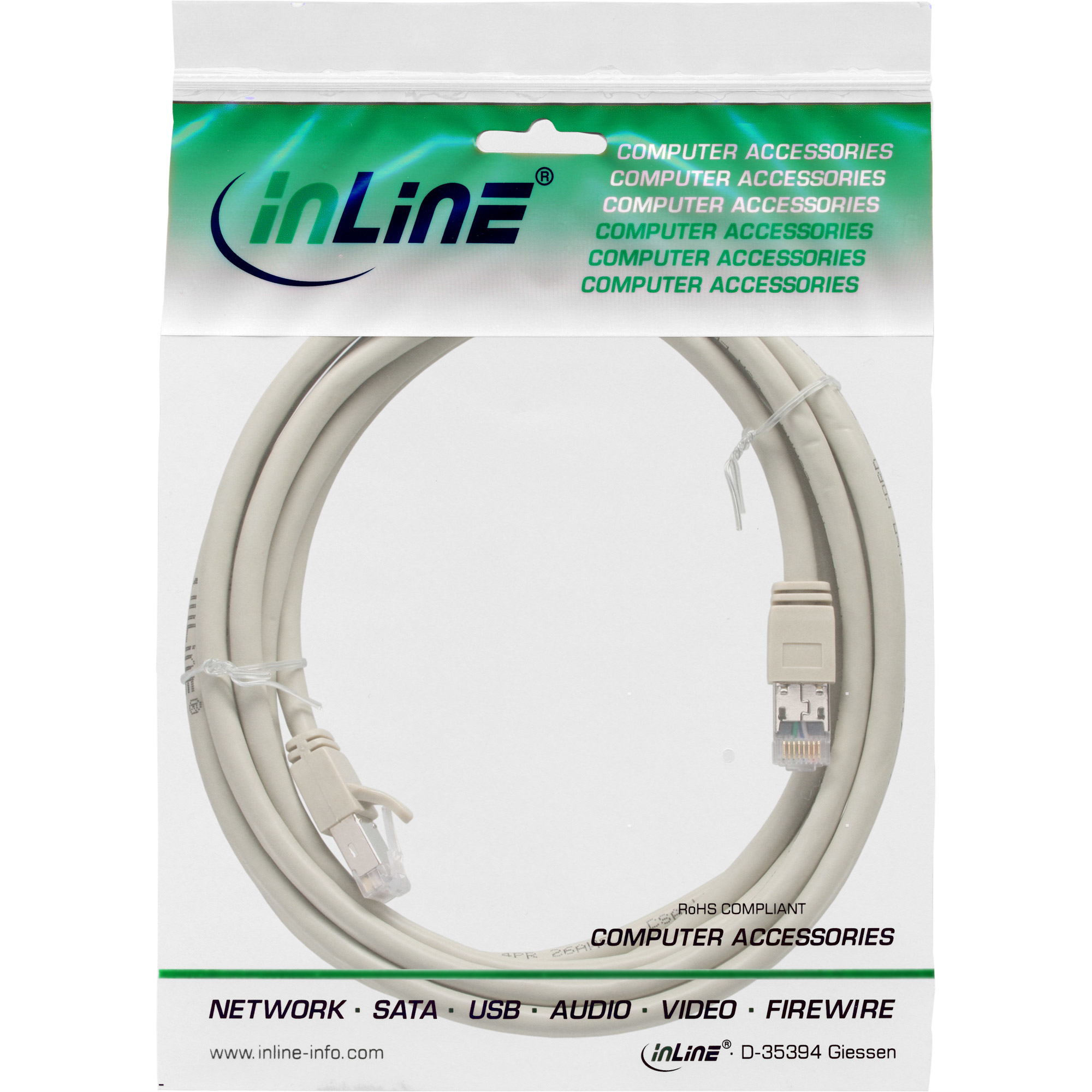 InLine Patch Cable S/FTP PiMF Cat.6 certified grey 2m