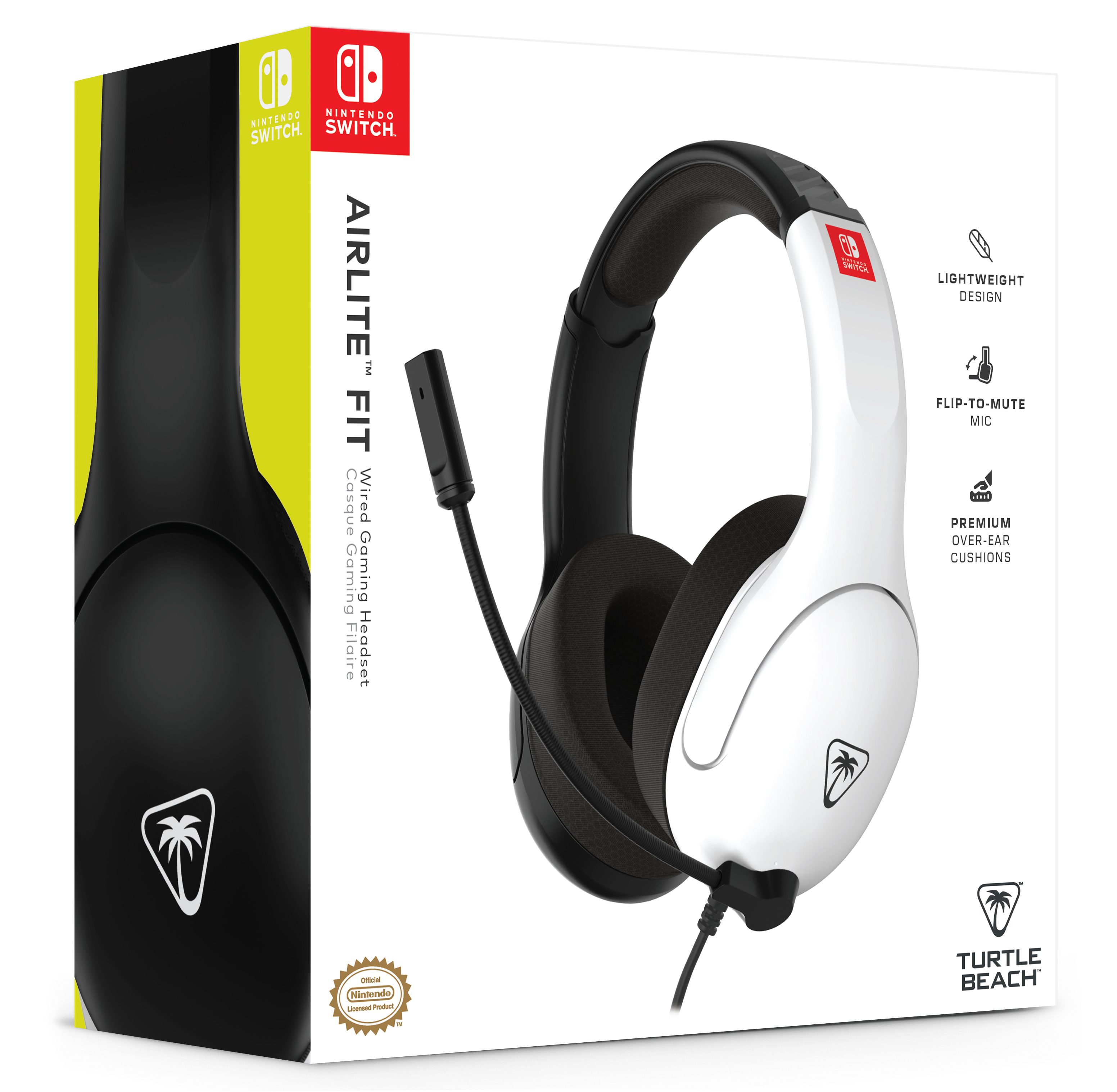 Turtle Beach Airlite Fit Black and White Wired Gaming Headset with Flip-to-Mute Mic, Over-Ear Premium Comfort and 40mm Speakers. Officially Licensed for Nintendo Switch