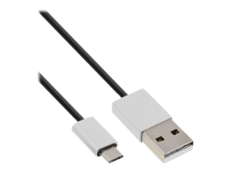 InLine Cavo USB 2.0 Micro, A M/B M, alluminio, nero, 2,4A@1m 1,5A@5m, 2m