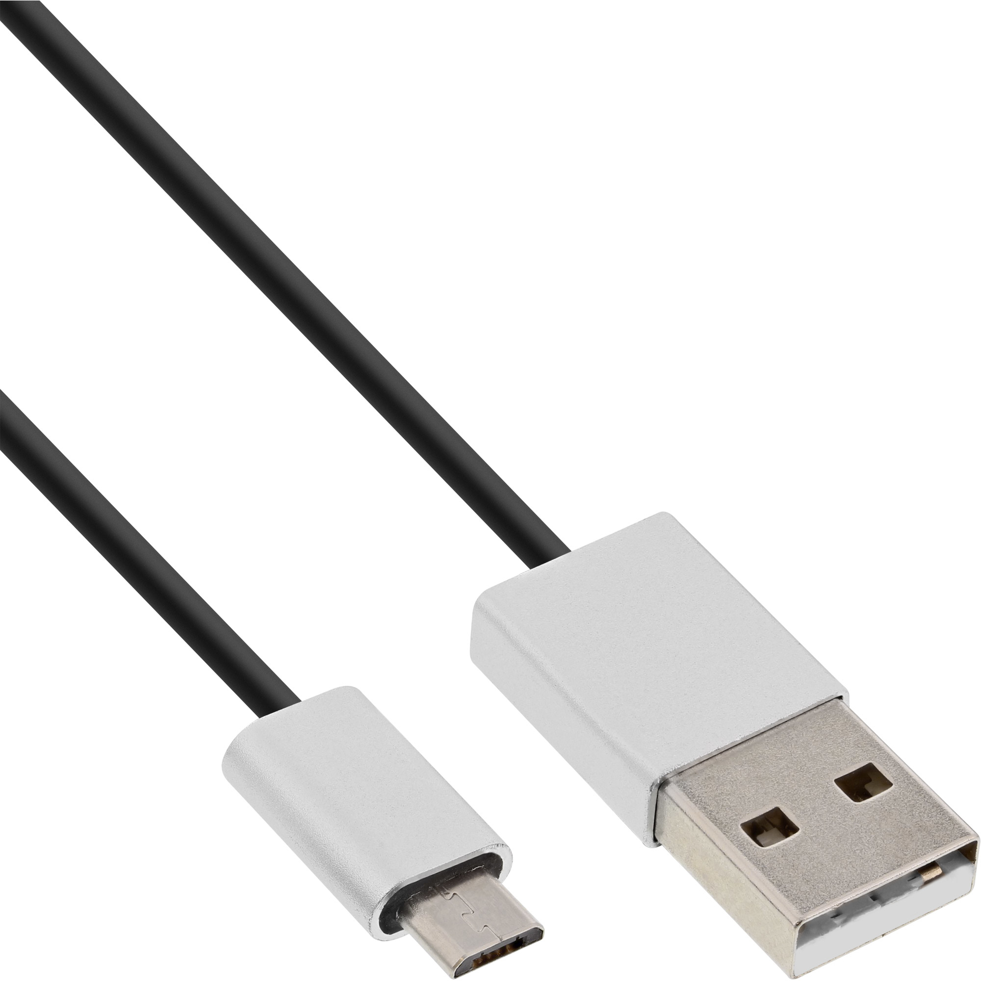 InLine Micro-USB 2.0 Cable, USB Type A / Micro B M/M, black/alu, flexible, 2m