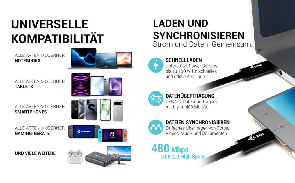 i-tec USB-C Charging Cable 1.8m