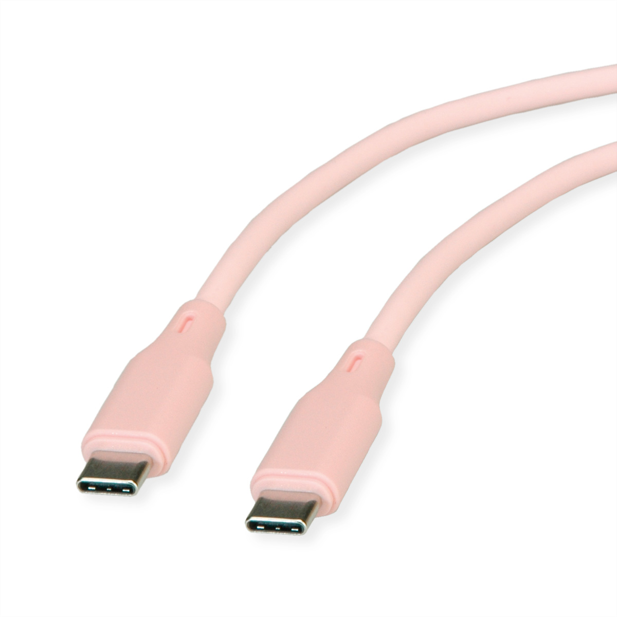 ROLINE USB 2.0 Kabel C-C ST/ST Silikon 60W 1m Rosa - Kabel - Digital/Daten