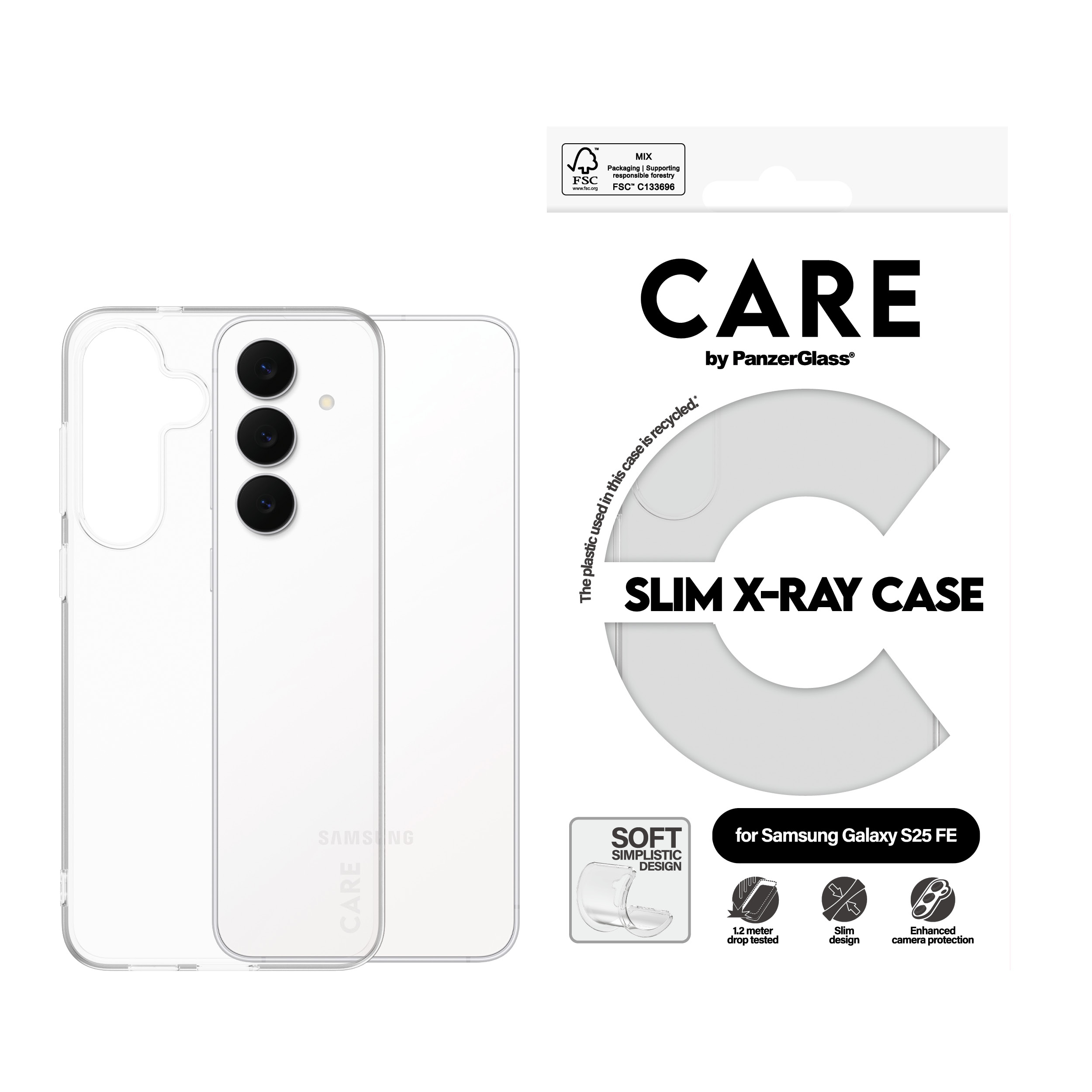 PanzerGlass CARE by � Fashionable Case Transparent X-Ray Soft Basic Samsung Galaxy S25 FE 5G coque de protection pour t�l�phones portables Housse