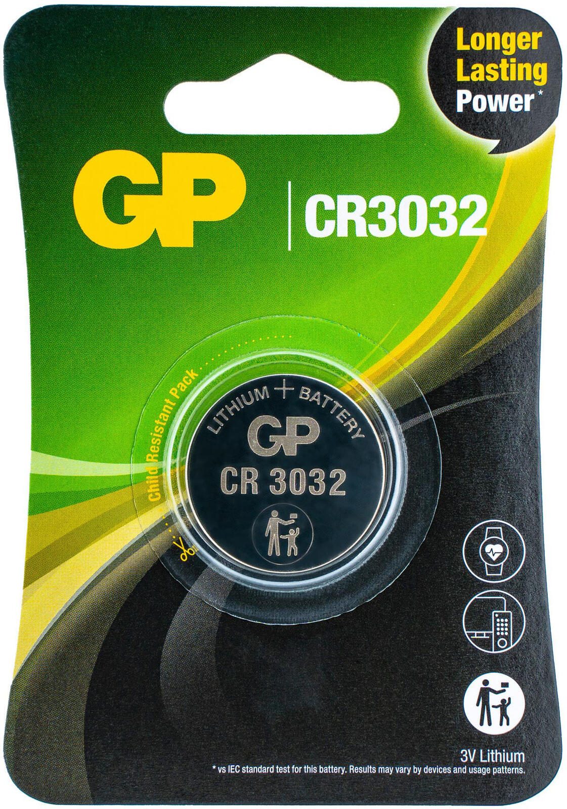 GP Battery GPPBL3032001 Knopfzelle CR 3032 Lithium 500 mAh 3 V 1 St.