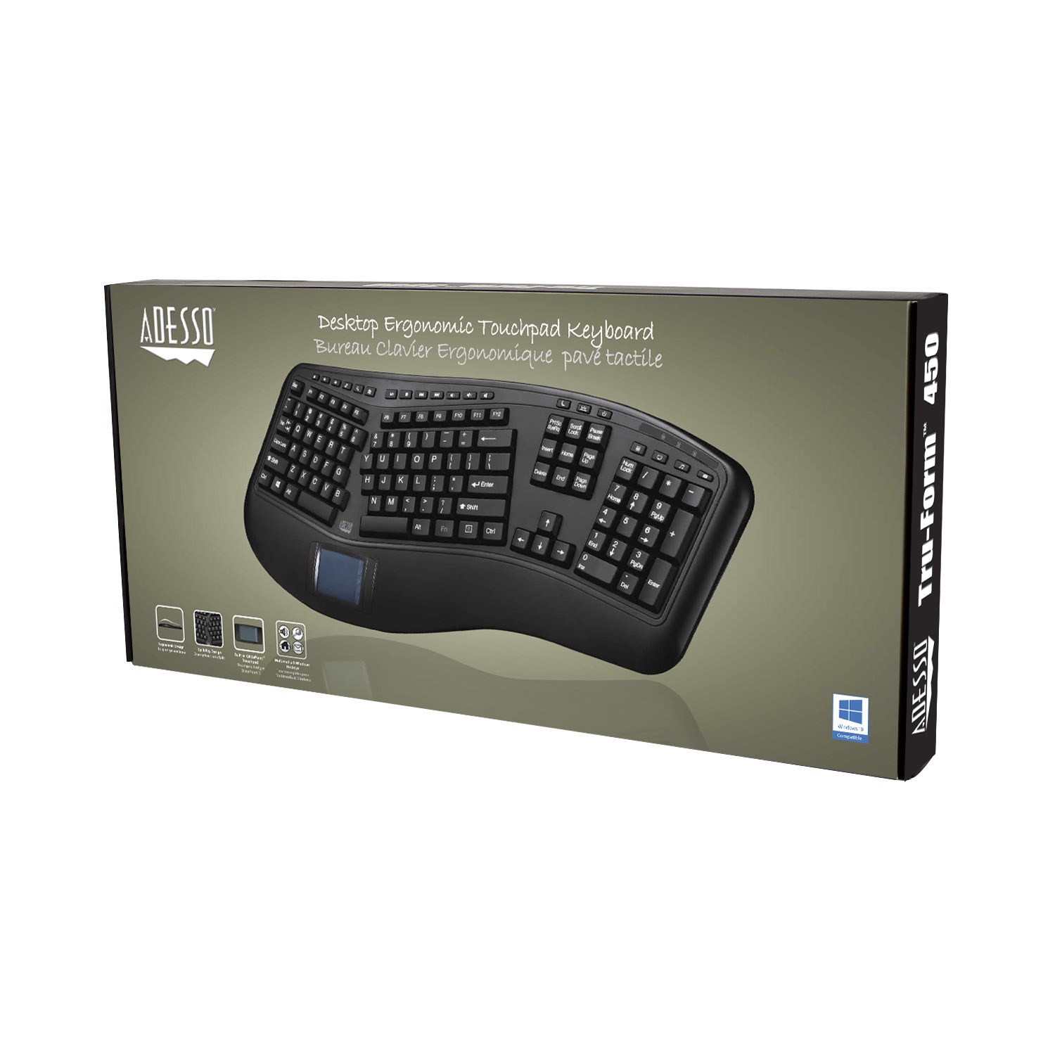 Adesso Tru-Form 450 teclado USB QWERTY Ingls de EE. UU. Negro
