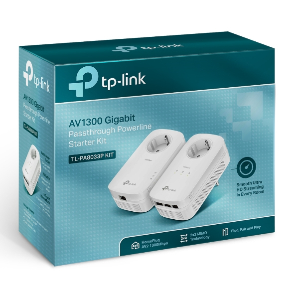 TP-Link AV1300 3-Port Gigabit Passthrough Powerline Starter Kit