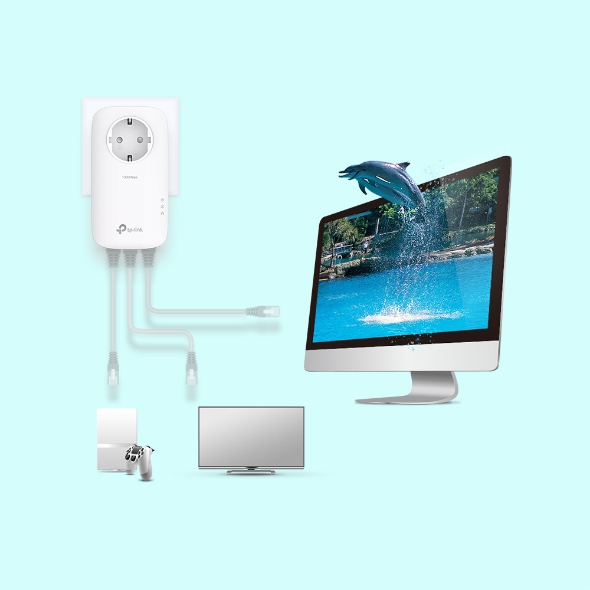 TP-Link AV1300 3-Port Gigabit Passthrough Powerline Starter Kit