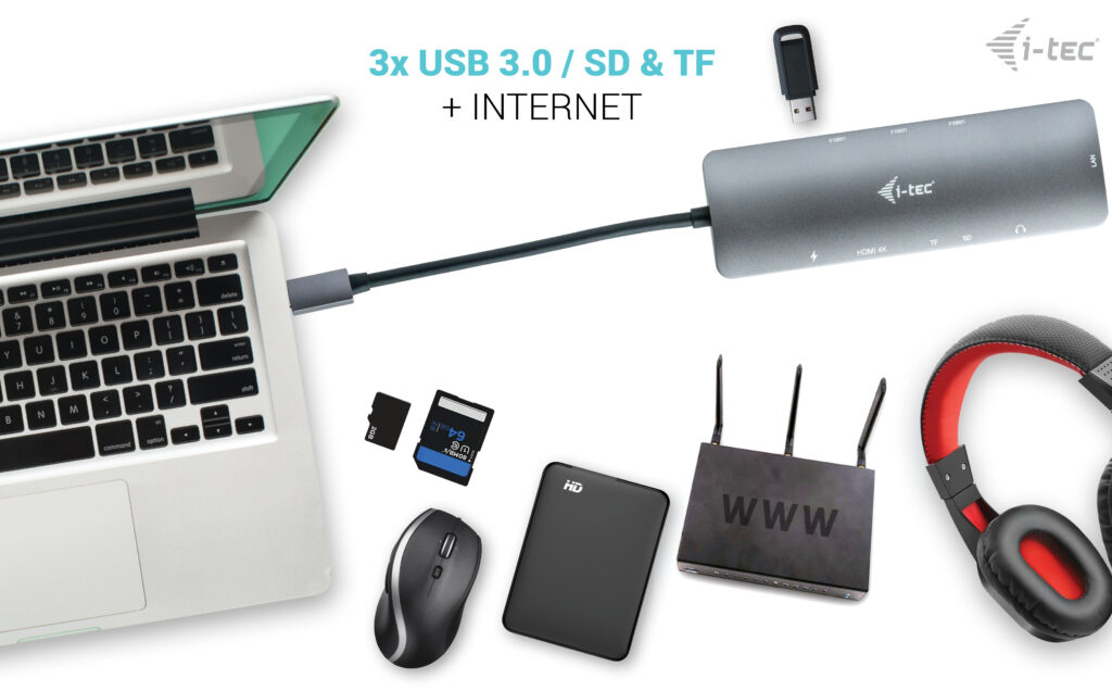 i-tec USB-C Metal Nano Docking Station 4K HDMI LAN with Power Delivery 100W + Universal Charger 100W