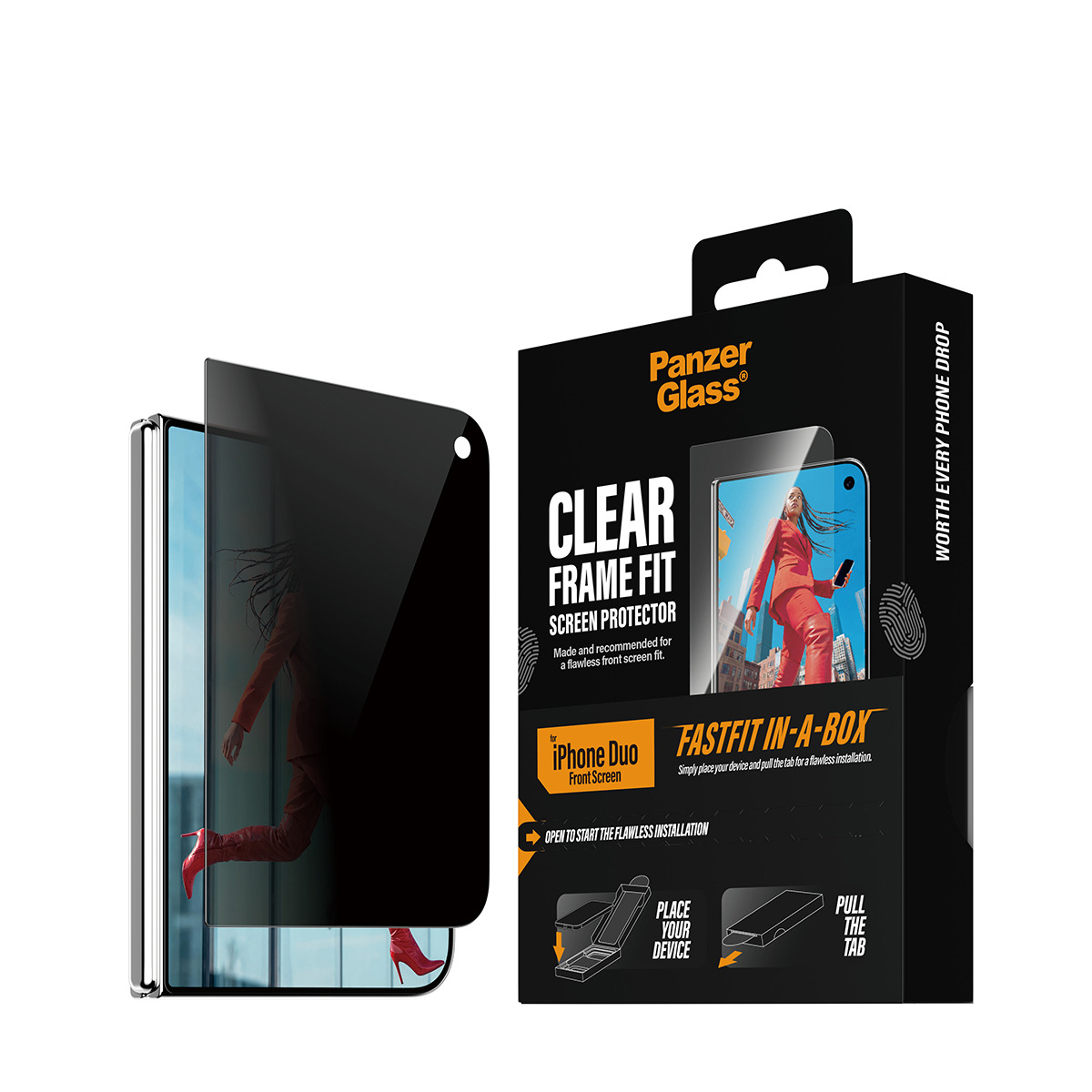 PanzerGlass Bildschirmschutz f�r Handy - frame fit with FASTFIT IN-A-BOX, front