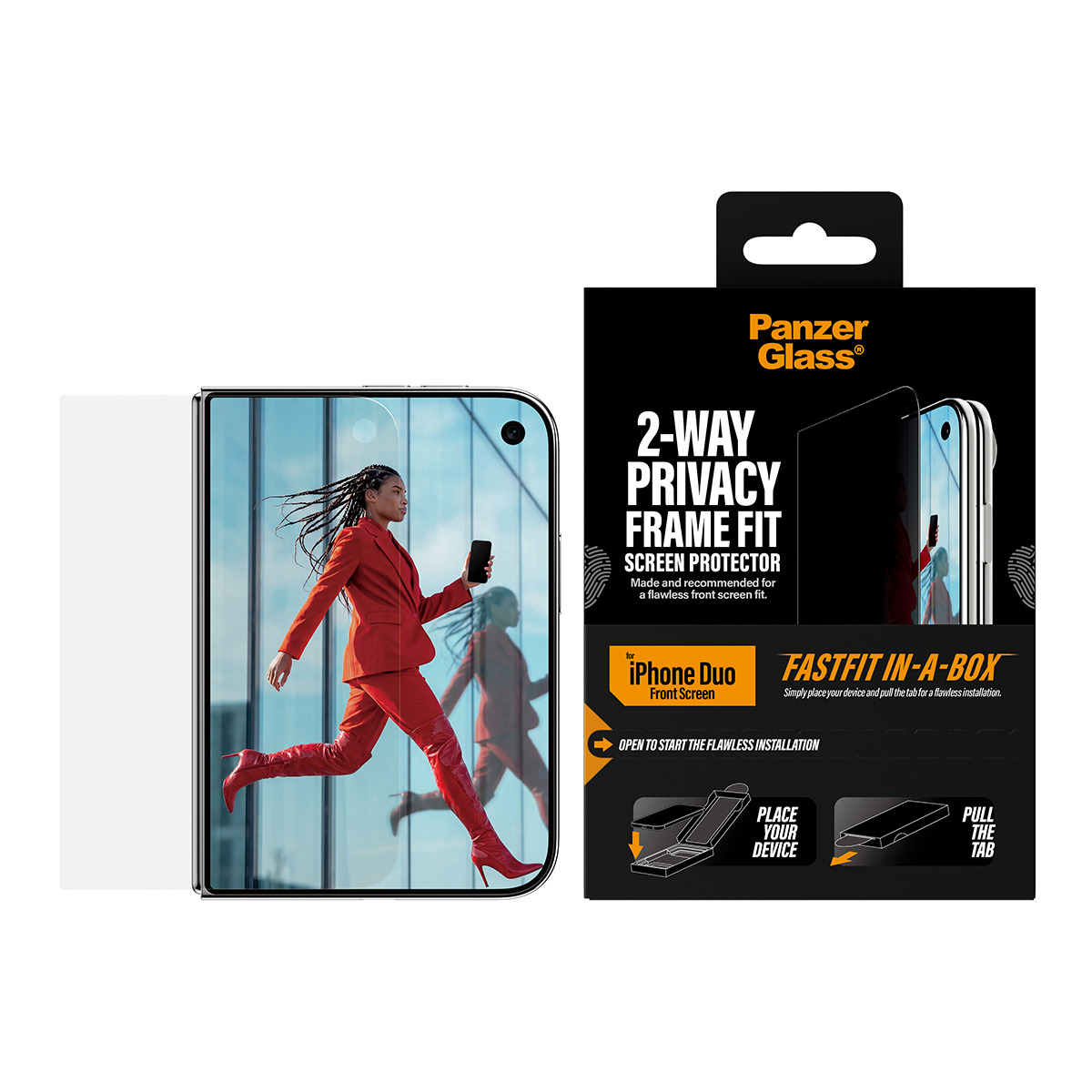 PanzerGlass Bildschirmschutz f�r Handy - frame fit with FASTFIT IN-A-BOX, front