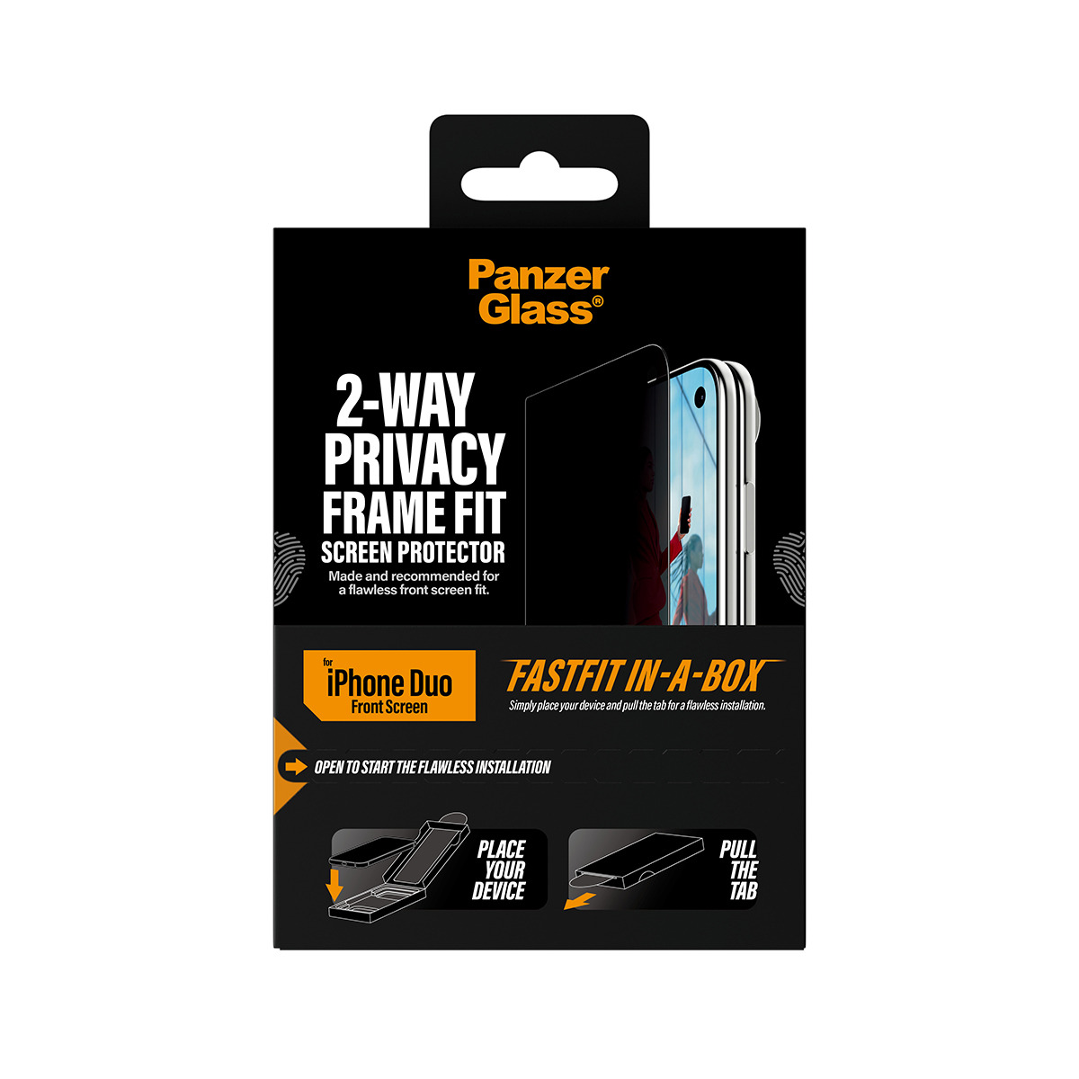 PanzerGlass Bildschirmschutz f�r Handy - frame fit with FASTFIT IN-A-BOX, front