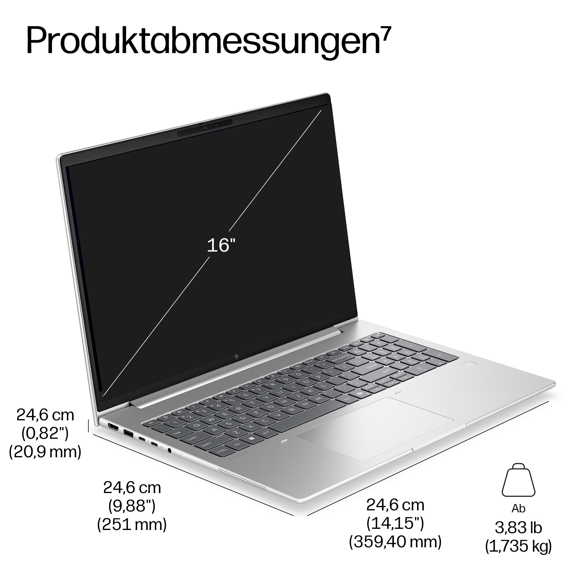 HP EliteBook 6 G2i Notebook Next Gen AI - 177-Grad Scharnierdesign - Intel Core Ultra 5 335 / 2.2 GHz - Win 11 Pro - Intel Graphics - 32 GB RAM - 512 GB SSD NVMe - 40.6 cm (16)