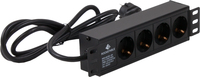 Rockstable 4-Fache Steckdosenleiste - Stromverteiler - Schwarz - 1U - 1,8 m - 125/250 V - 50 - 60 Hz