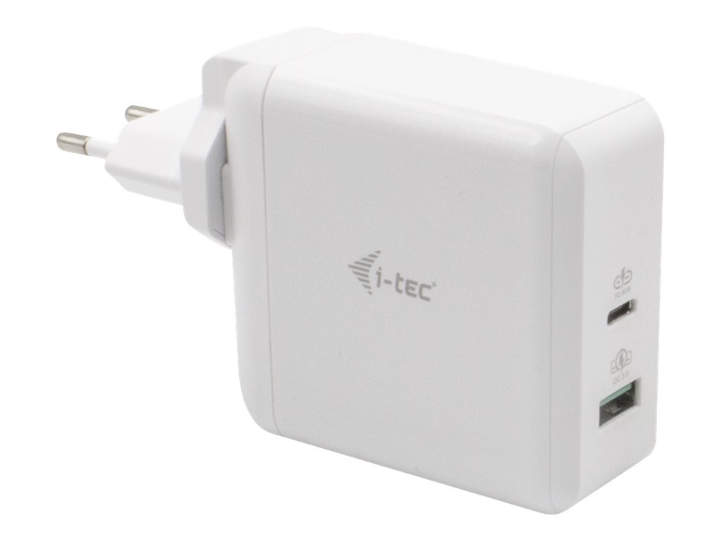 i-tec USB-C Travel Charger - Netzteil - 60 Watt - 3 A - QC 3.0 - 2 Ausgabeanschlussstellen (USB, 24 pin USB-C)