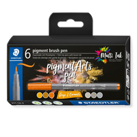 STAEDTLER MultiInk Pigment Arts brush pen 6er-Set grau&Caram retail