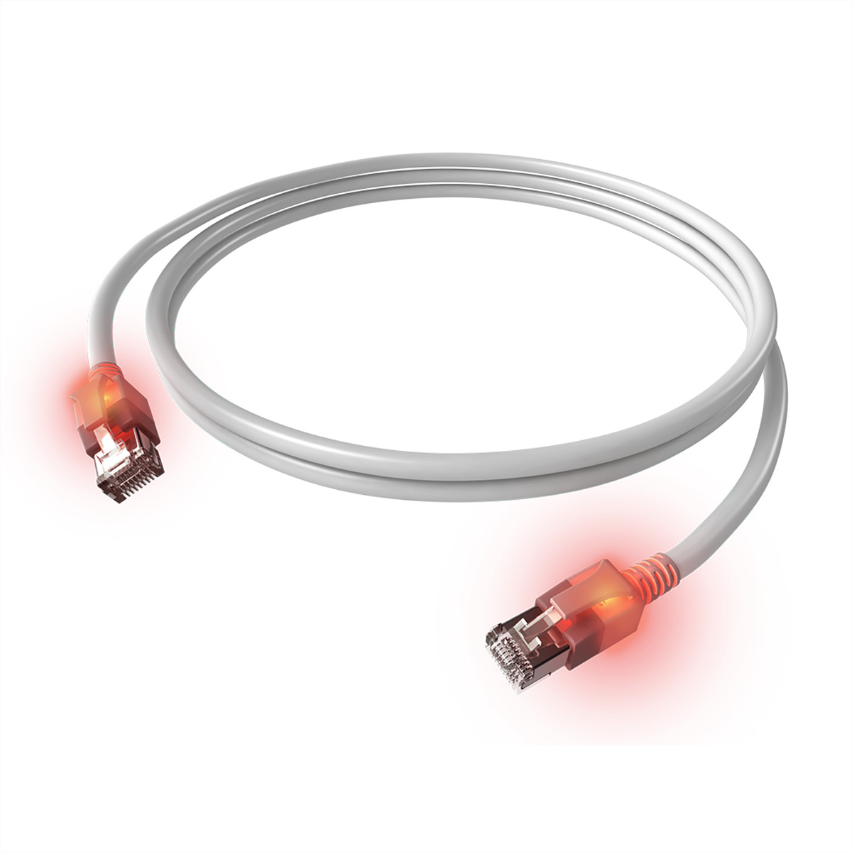 EasyLan saCon EasyLan DualBoot LED-Patchkabel S/FTP, Kat.6A, 0,5m, weiss - EasyLan DualBoot LED Patchkabel RJ45 S/FTP Kat.6A (Class EA)