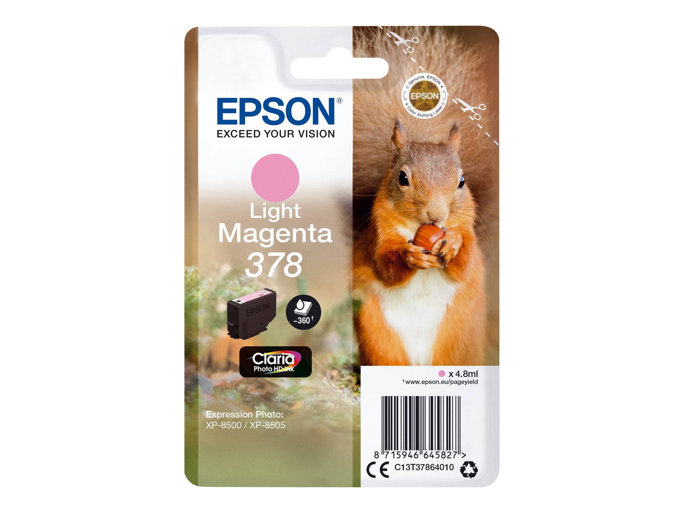 Epson Squirrel Singlepack Light Magenta 378 Claria Photo HD Ink
