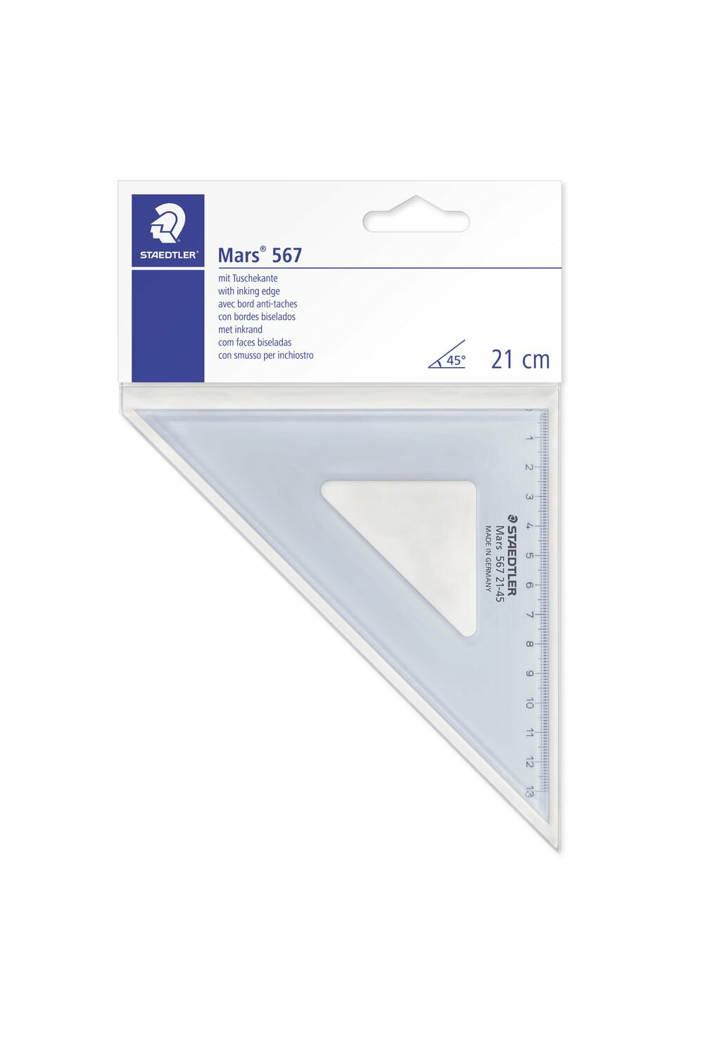 Staedtler Mars 567 Desk ruler 210 mm Plastic Blue, Transparent 1 pc(s)