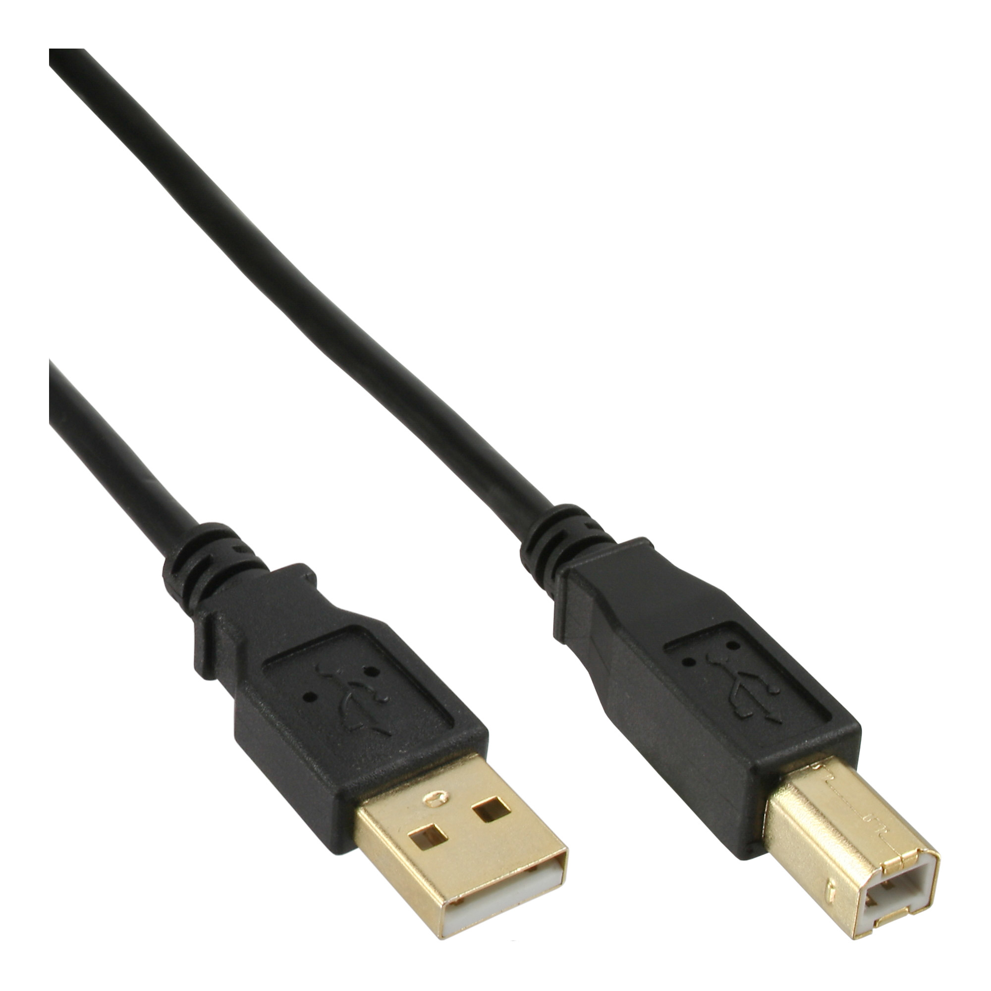 InLine USB 2.0 Cable Type A male / Type B female black, gold plated, 2m