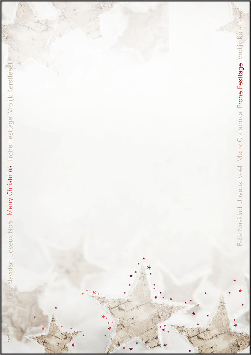Sigel Weihn.-Papier A4 Christmas Timber 90g Rotpr�gung Packung 25 Blatt - 90 g/m� - A4
