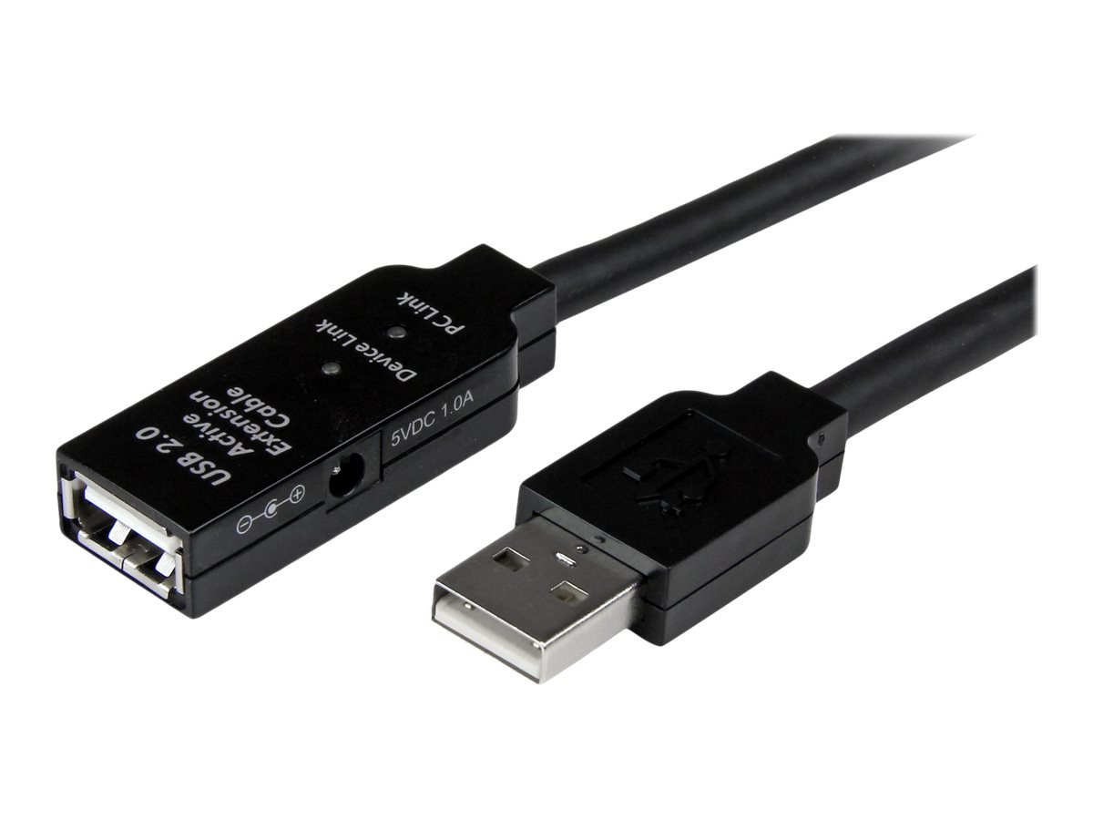 StarTech.com USB2AAEXT15M  StarTech.com Cable 15m Extensión Alargador USB  2.0 Activo Amplificado - Macho a Hembra USB A - Negro