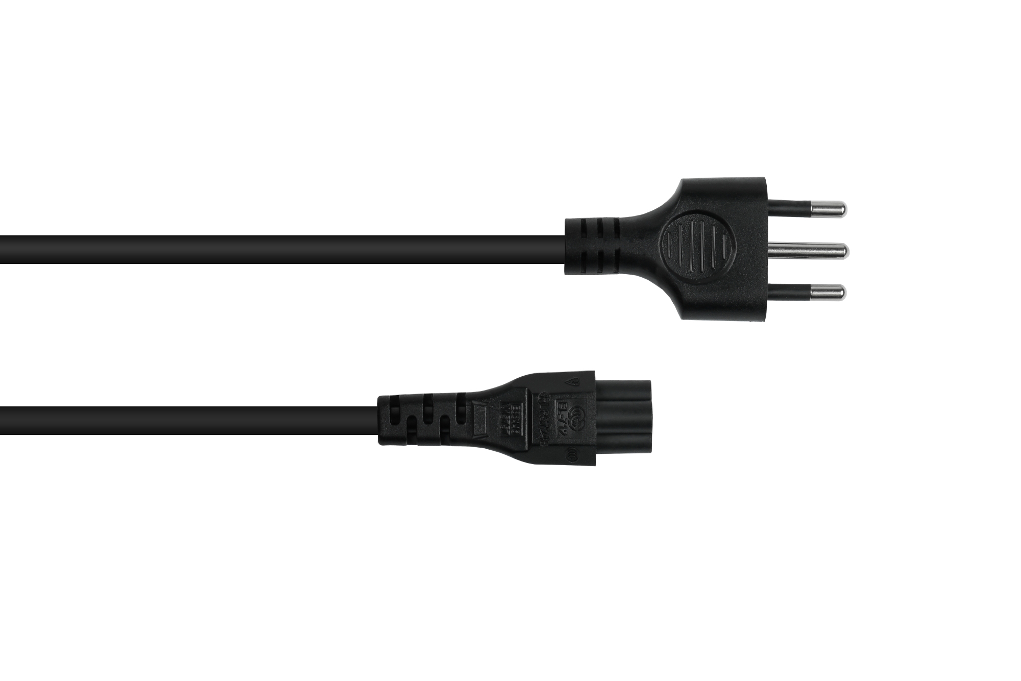 kabelmeister Netzkabel Italien Netz-Stecker Typ I (CEI 23-16) an Kleeblatt-Buchse C5, schwarz, 0,75