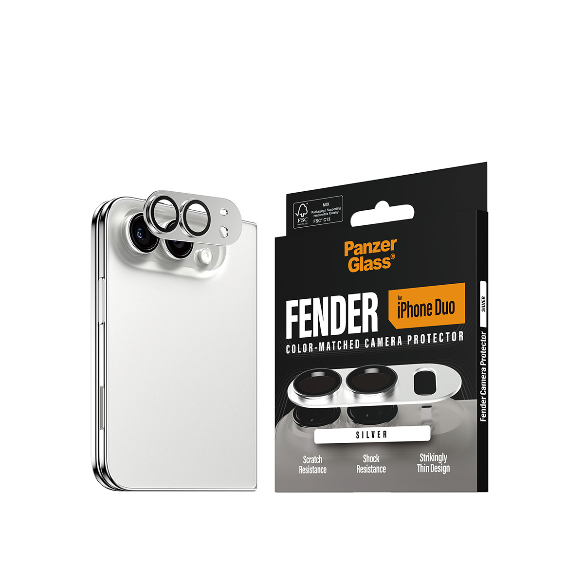PanzerGlass � Fender Camera Lens Protector Silver iPhone Duo Protector de pantalla Apple 1 pieza(s)
