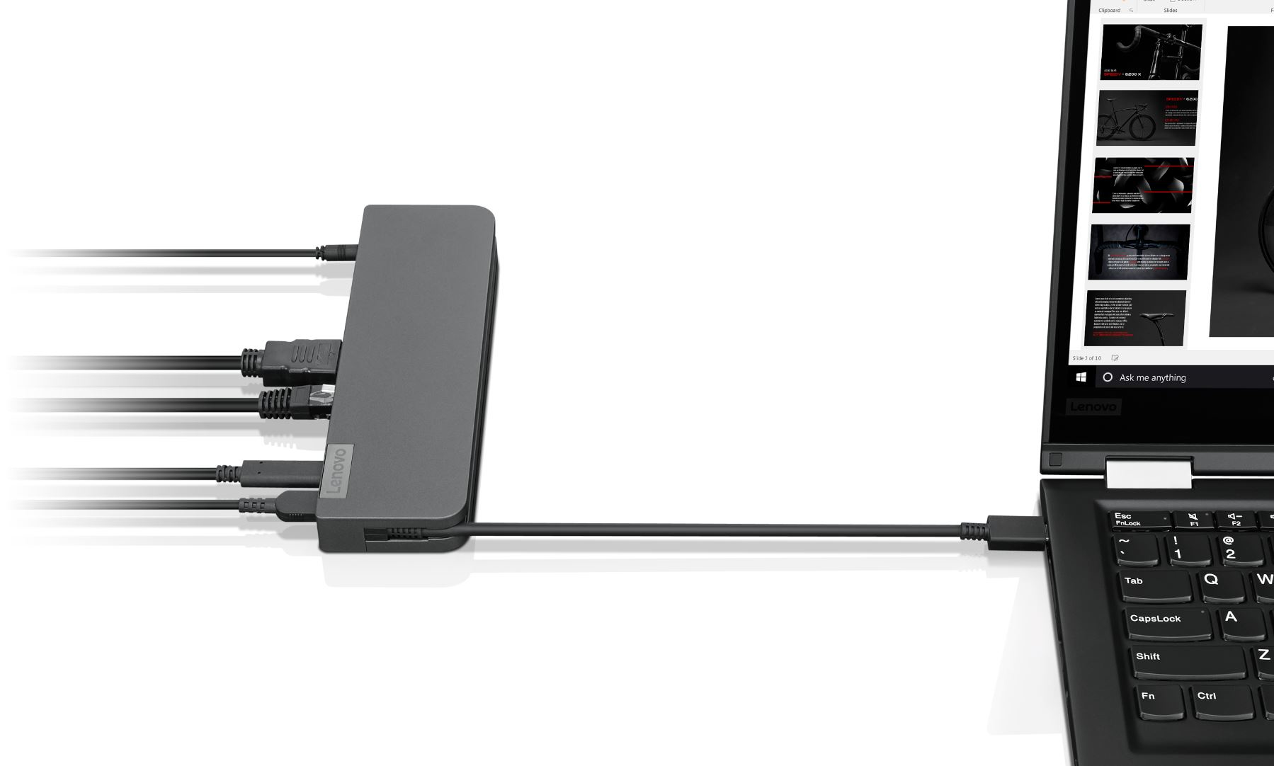 Lenovo 40AU0065UK - Kabelgebunden - USB 3.2 Gen 1 (3.1 Gen 1) Type-C - 3,5 mm - 10,100,1000 Mbit/s - Schwarz - AC