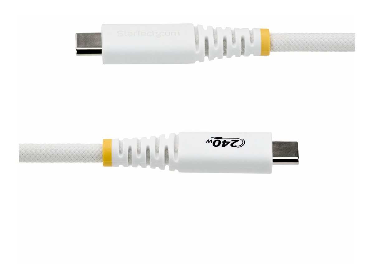 StarTech.com 2m (6ft) USB-C Charging Cable, Durable and Ultra-Flexible, 240W (5A) PD EPR, USB 2.0 Laptop Charger Cable, USB-IF Certified, Rugged USB-C Charging Cord - White