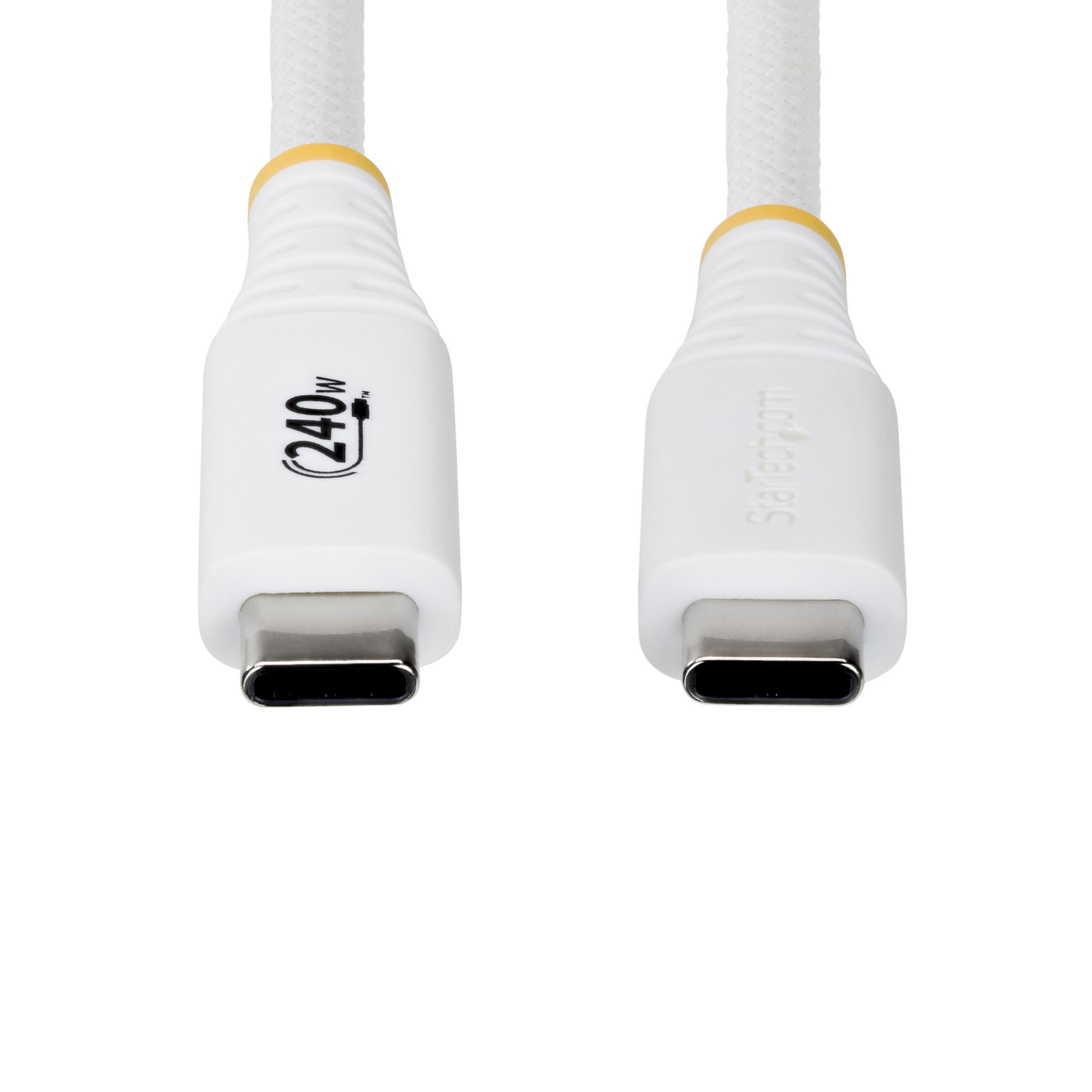 StarTech.com 2m (6ft) USB-C Charging Cable, Durable and Ultra-Flexible, 240W (5A) PD EPR, USB 2.0 Laptop Charger Cable, USB-IF Certified, Rugged USB-C Charging Cord - White