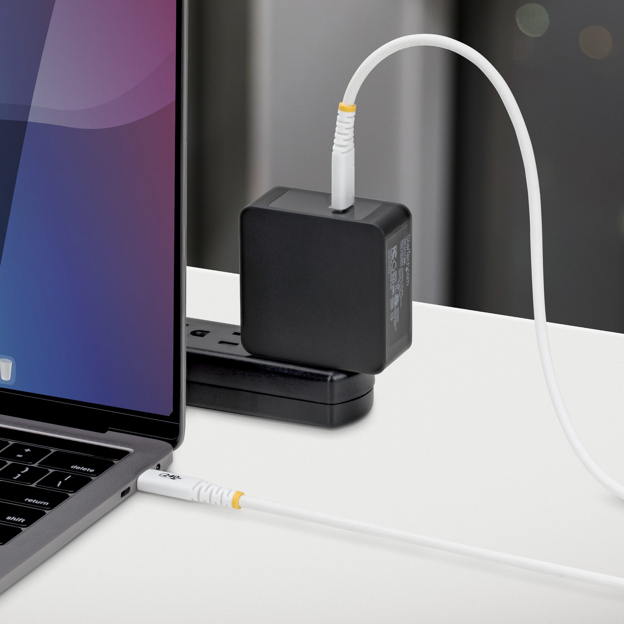 StarTech.com 2m (6ft) USB-C Charging Cable, Durable and Ultra-Flexible, 240W (5A) PD EPR, USB 2.0 Laptop Charger Cable, USB-IF Certified, Rugged USB-C Charging Cord - White