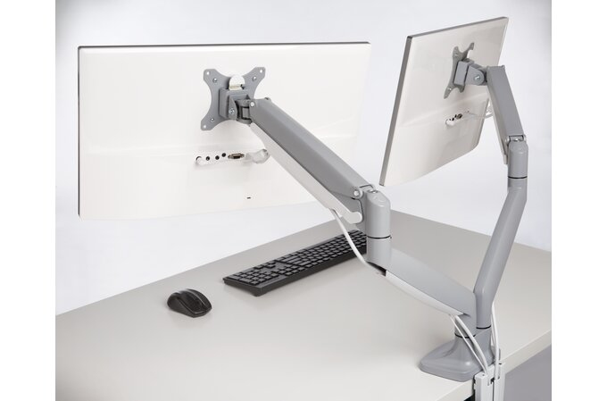 Kensington SmartFit One-Touch Dual Monitor Arm - Befestigungskit - einstellbarer Arm - f�r 2 Monitore - Metall - silbergrau - Bildschirmgr��e: 33-81.3 cm (13-32)