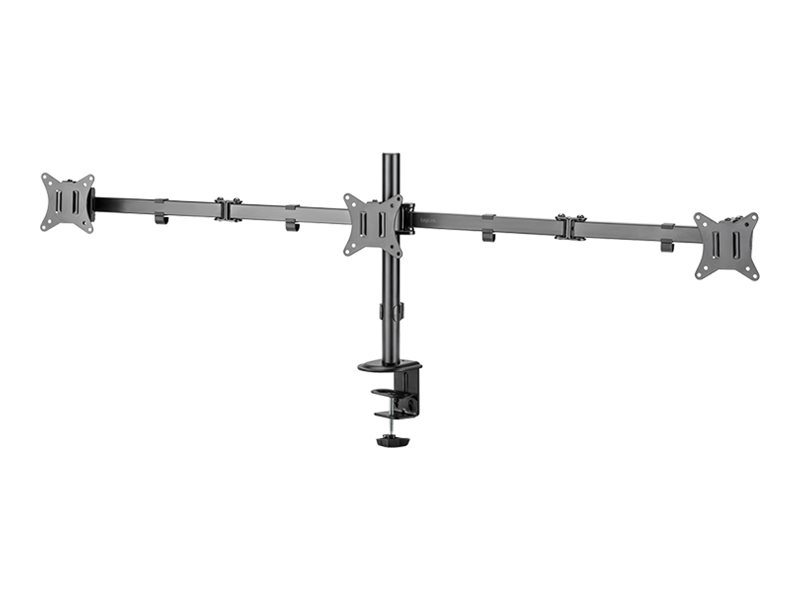 LogiLink Befestigungskit (Tischmontage) - einstellbarer Doppelarm - f�r 3 Monitore - Arml�nge: 658 mm - Kunststoff, Aluminium, Stahl - Schwarz - Bildschirmgr��e: 43.2-68.6 cm (17-27)