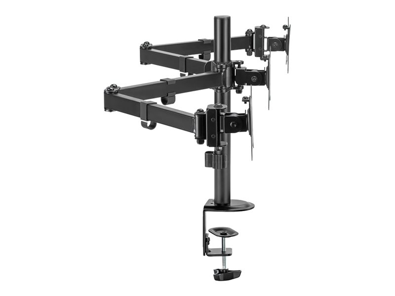 LogiLink Befestigungskit (Tischmontage) - einstellbarer Doppelarm - f�r 3 Monitore - Arml�nge: 658 mm - Kunststoff, Aluminium, Stahl - Schwarz - Bildschirmgr��e: 43.2-68.6 cm (17-27)