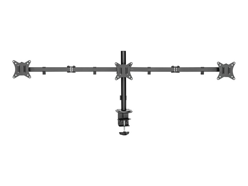 LogiLink Befestigungskit (Tischmontage) - einstellbarer Doppelarm - f�r 3 Monitore - Arml�nge: 658 mm - Kunststoff, Aluminium, Stahl - Schwarz - Bildschirmgr��e: 43.2-68.6 cm (17-27)