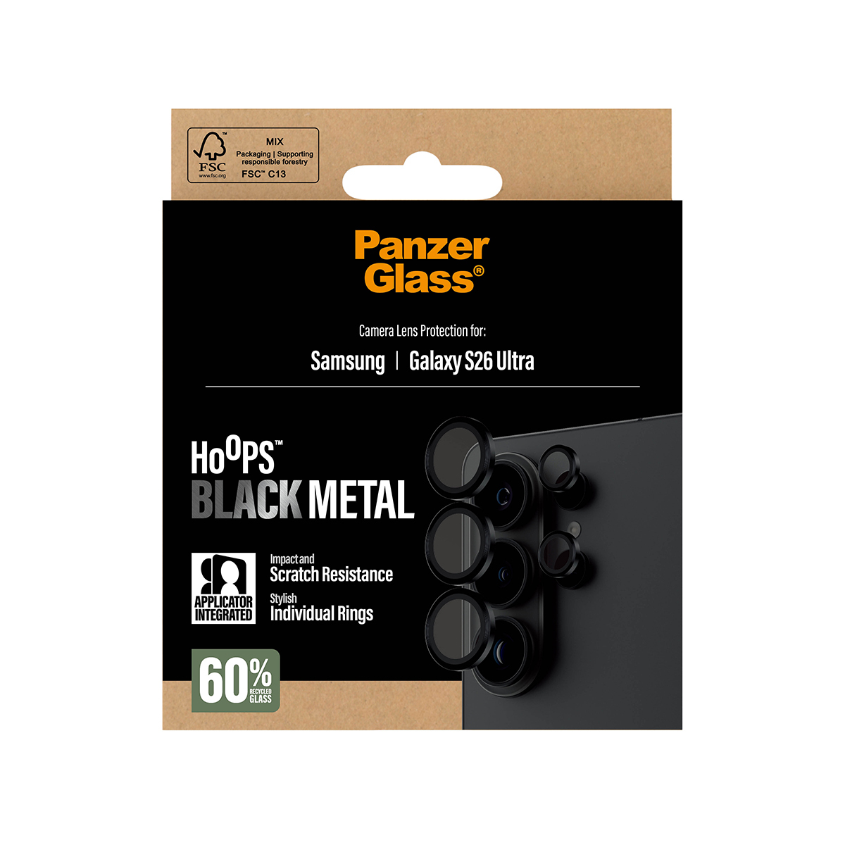 PanzerGlass Hoops Kameraschutz Schwarz Samsung Galaxy S26 Ultra