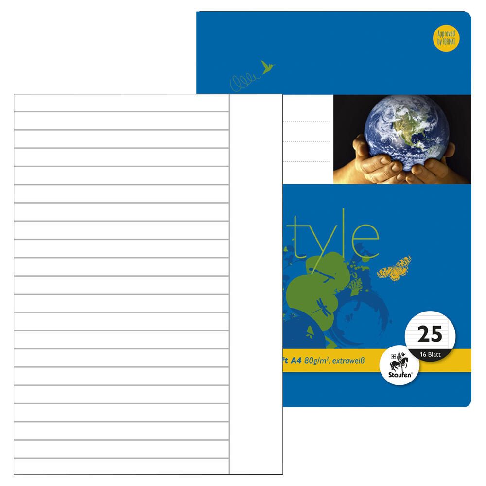 Staufen 10 Schulhefte Lineatur 25 liniert Au�enrand