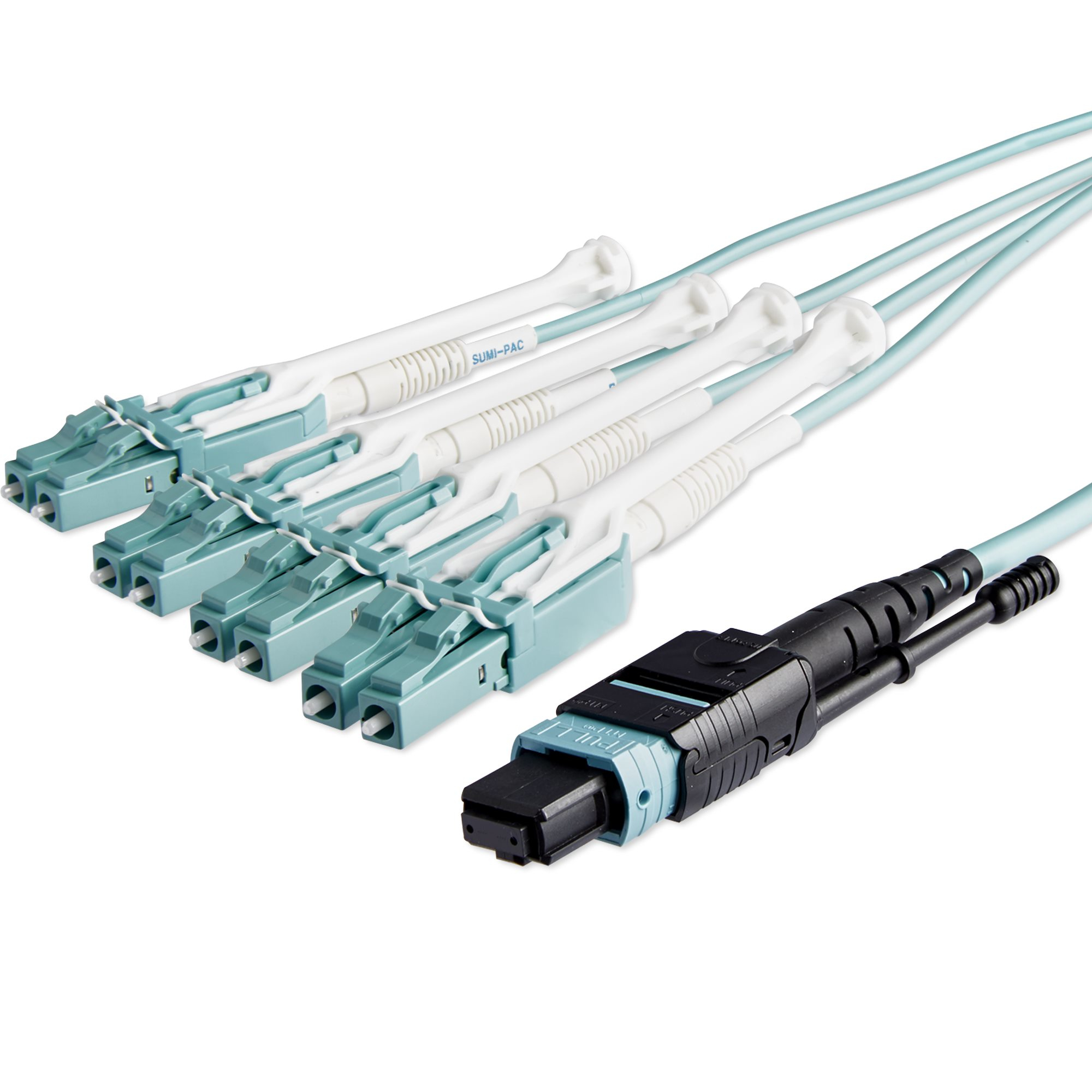 StarTech.com 10m (30ft) MTP(F)/PC to 4x LC/PC Duplex Breakout OM3 Multimode Fiber Optic Cable, OFNP, 8F Type-A, 50/125�m LOMMF, 40G Networks, Low Insertion Loss, MPO to LC Fiber Patch Cord