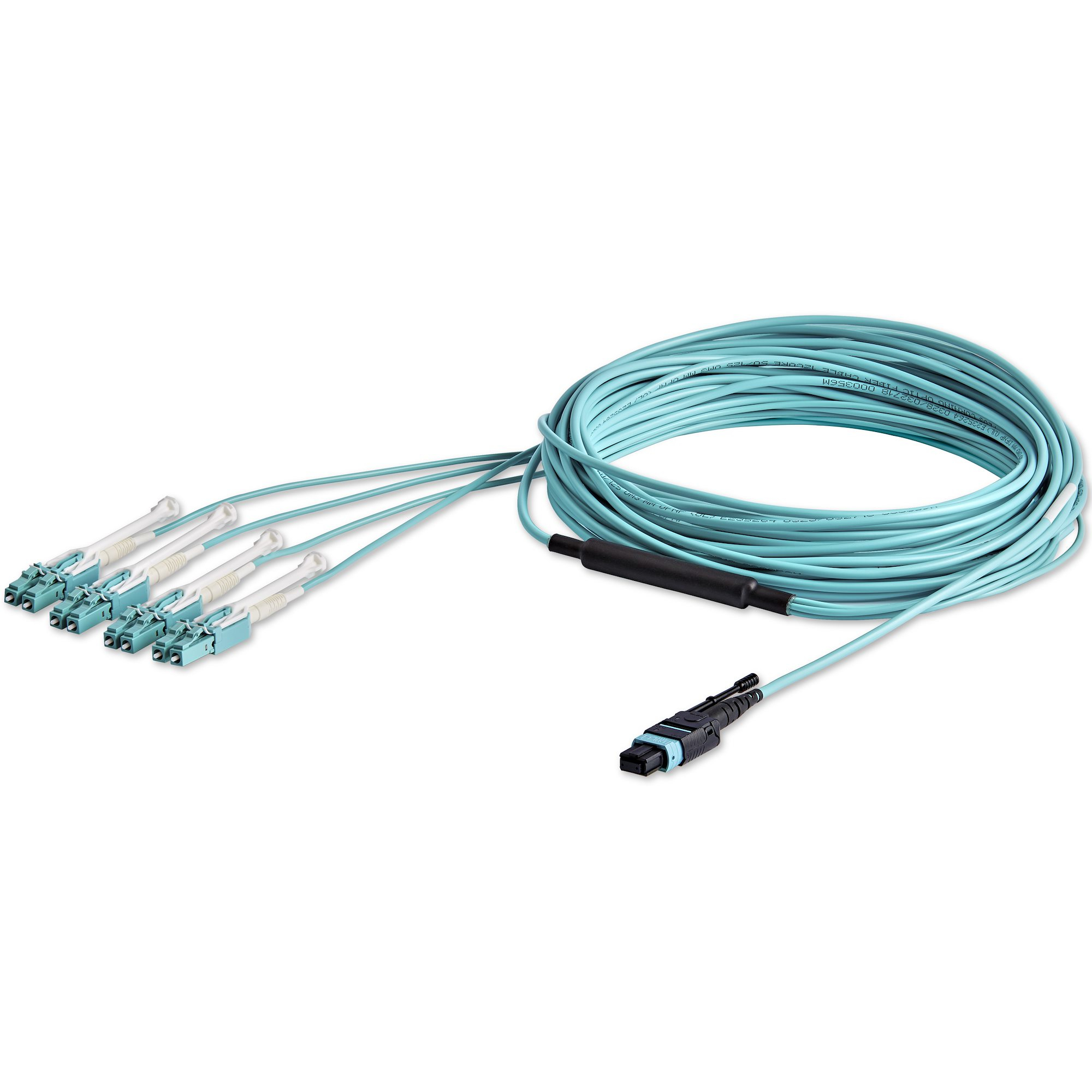 StarTech.com 10m (30ft) MTP(F)/PC to 4x LC/PC Duplex Breakout OM3 Multimode Fiber Optic Cable, OFNP, 8F Type-A, 50/125�m LOMMF, 40G Networks, Low Insertion Loss, MPO to LC Fiber Patch Cord
