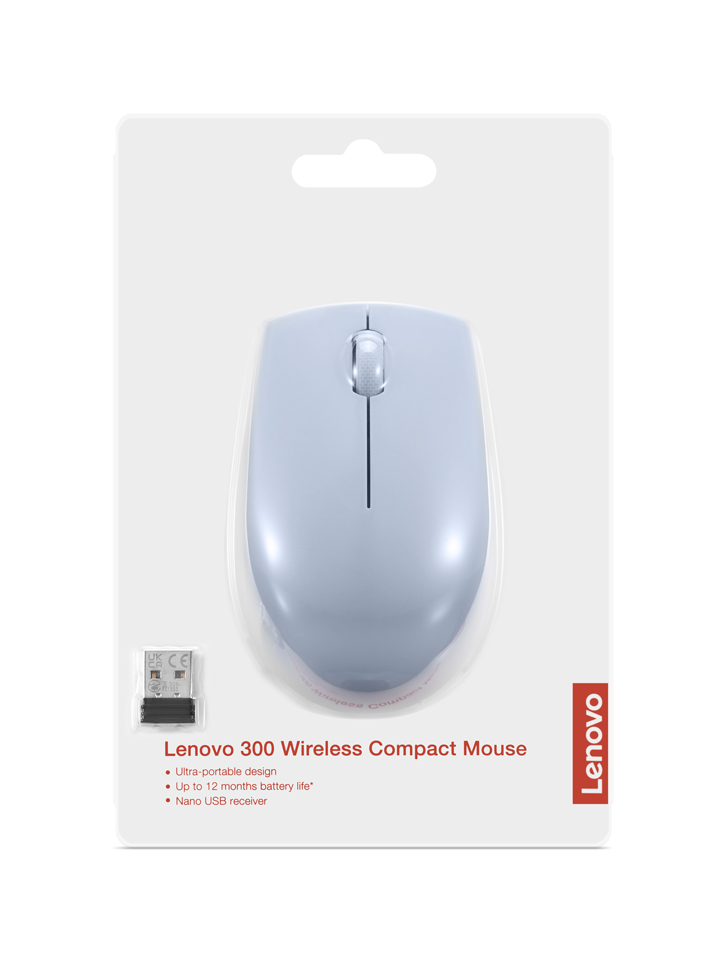 Lenovo 300 Wireless Compact Maus Kabellos Optisch Blau 3 Tasten 1000 dpi