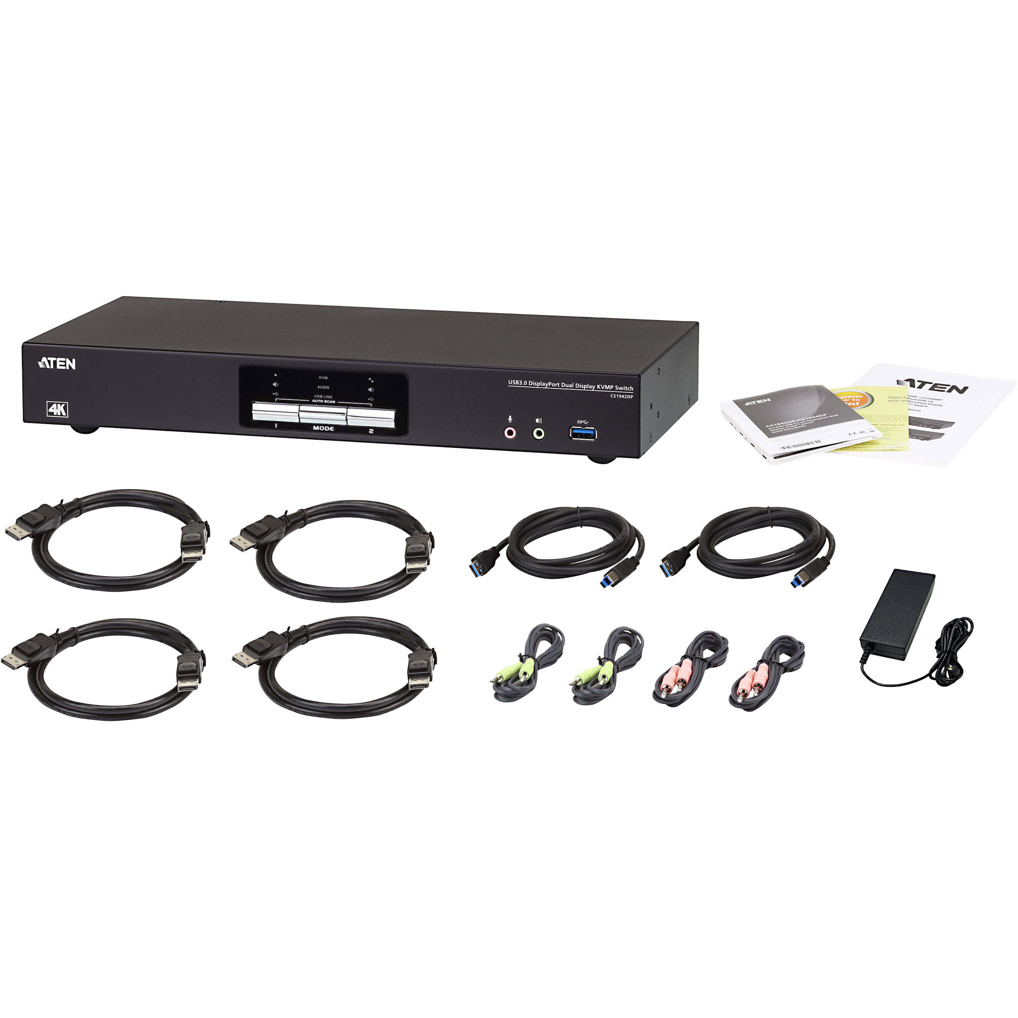 ATEN 2-Port USB 3.0 8K DisplayPort Dual-Display KVMP Switch (Cables included)