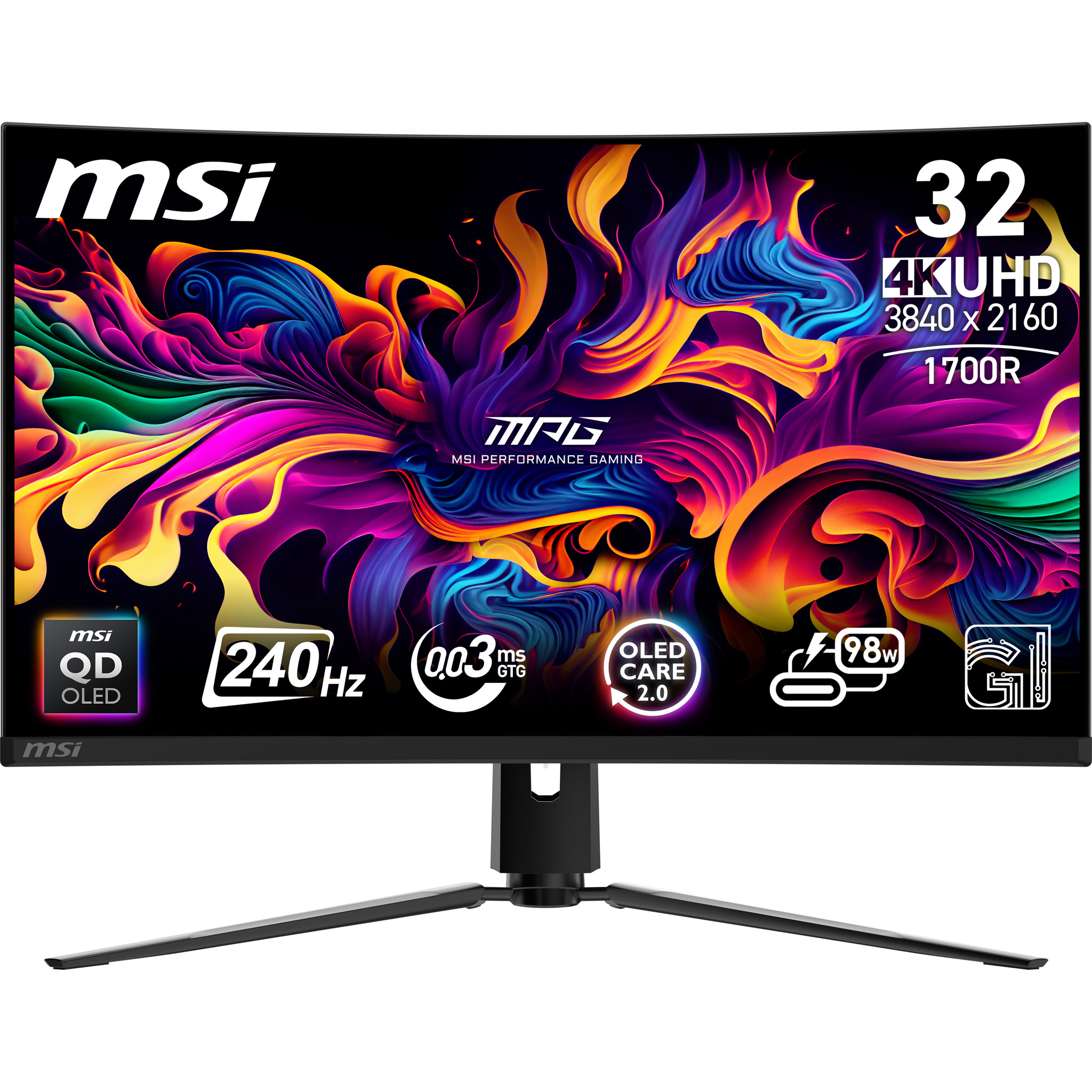 MSI MPG 321CURXDE QD-OLED Monitor PC 80 cm (31.5) 3840 x 2160 Pixel 4K Ultra HD Nero