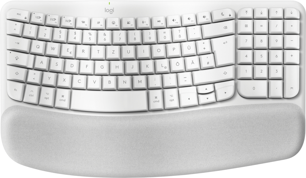 Logitech Wave Keys Wireless Ergonomic Keyboard - OFFWHITE - CENTRAL-419 DE - Touchpen - Bluetooth