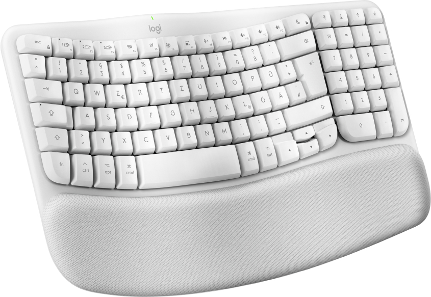 Logitech Wave Keys Wireless Ergonomic Keyboard - OFFWHITE - CENTRAL-419 DE - Touchpen - Bluetooth